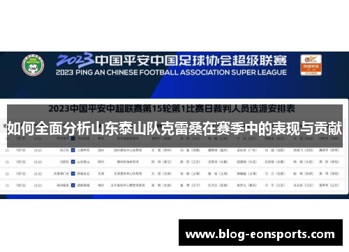 如何全面分析山东泰山队克雷桑在赛季中的表现与贡献